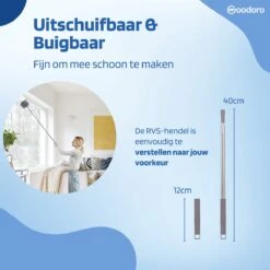 Woodoro Ragebol Uitschuifbaar Complete 9-Delige Set - Verstelbare Telescoopsteel - Plumeau - RVS - Zwart & Grijs -Huishoud Verkoop 1200x1200 875