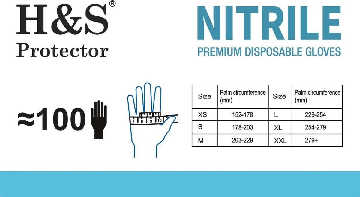 H&S PROTECTOR - Nitril Handschoenen - Wegwerp Handschoenen - Blauw - M - Poedervrij - 100 Stuks 7 H&S PROTECTOR - Nitril Handschoenen - Wegwerp Handschoenen - Blauw - M - Poedervrij - 100 Stuks - Afbeelding 5