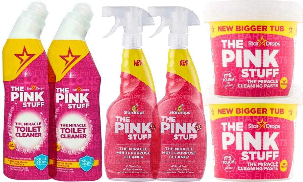 The Pink Stuff Set 6 Dlg- 2x Spray 750 Ml - 2x Toiletreinoger 750 Ml- 2x Miracle Paste 850 Gram 3 The Pink Stuff Set 6 Dlg- 2x Spray 750 Ml - 2x Toiletreinoger 750 Ml- 2x Miracle Paste 850 Gram