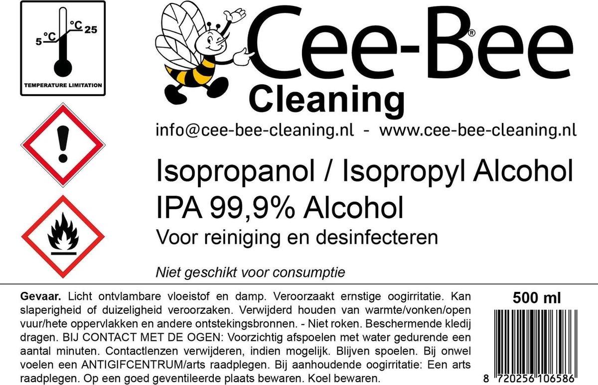 Cee-Bee Isopropanol | Isopropyl | IPA 99.9% Alcohol | 500 Ml 4 Cee-Bee Isopropanol | Isopropyl | IPA 99.9% Alcohol | 500 Ml - Afbeelding 2