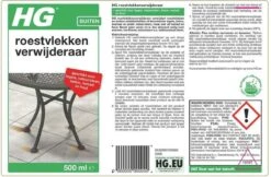 HG Roestvlekken Verwijderaar - 500ml - Veilig In Gebruik - Voor Alle Natuursteensoorten, Alle Houtsoorten, Keramische Tegels, Dakpannen - -Huishoud Verkoop 1200x785