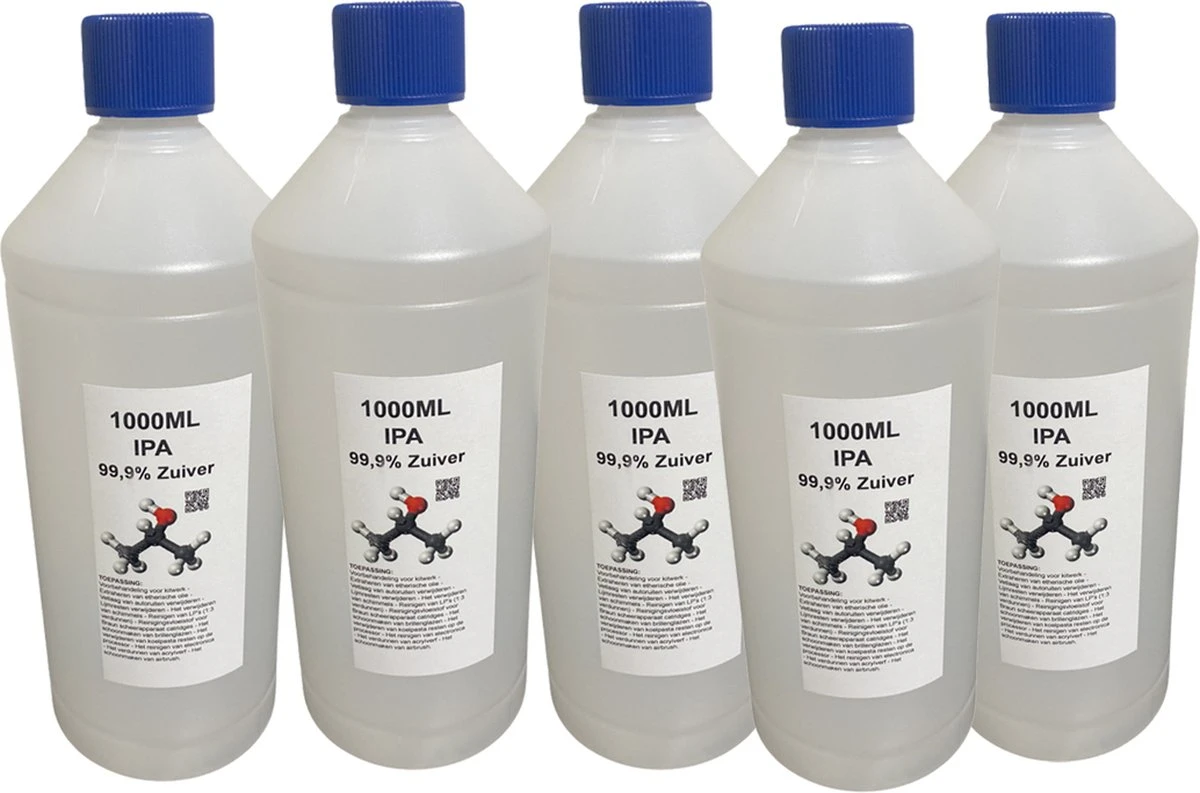 Isopropanol - Isopropyl - Alcohol - IPA - 99,9% Zuiver - 5x 1000ml 3 Isopropanol - Isopropyl - Alcohol - IPA - 99,9% Zuiver - 5x 1000ml