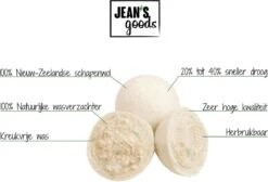 Jean's Goods Drogerballen - Droogballen - Wasdrogerballen - Wasdroger Ballen - Wasbol - Wasbollen - Wasballen - Energiebesparende Producten - Energiebesparend - Duurzaam Cadeau - RWS Wol - Zero Waste - Wasverzachter - Beige - 6 Stuks -Huishoud Verkoop 1200x818