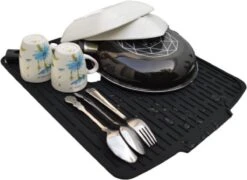 HOMYHON Afdruipmat -Afdruipmat Siliconen -Pannenonderzetter- Antislip -Hittebestendig - Aanrecht Mat -Siliconen Mat - 40 X 46 Cm - Zwart -Huishoud Verkoop 1200x876