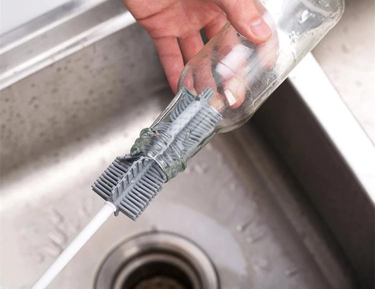 Merkloos Flessenborstel - Siliconen - Schoonmaak - Baby - Bidon - Dopper - Flessen - Reiniger - Wit - Grijs - Glazen - Borstel 3 Merkloos Flessenborstel - Siliconen - Schoonmaak - Baby - Bidon - Dopper - Flessen - Reiniger - Wit - Grijs - Glazen - Borstel - Afbeelding 2