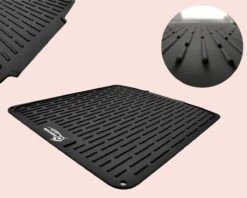 HOMYHON Afdruipmat -Afdruipmat Siliconen -Pannenonderzetter- Antislip -Hittebestendig - Aanrecht Mat -Siliconen Mat - 40 X 46 Cm - Zwart -Huishoud Verkoop 1200x960 1