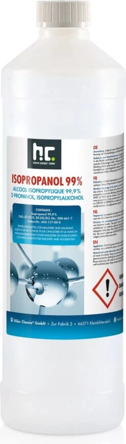 Isopropyl Alcohol - Isopropanol - IPA - Isopropyl - 99,9% Zuiver - 1000ml - Inclusief Trechter -Huishoud Verkoop 341x1200