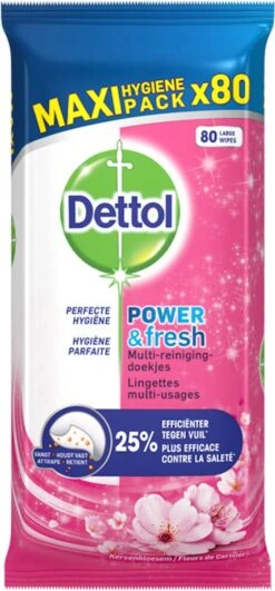 Dettol - Schoonmaakdoekjes - Power & Fresh - Kersenbloesem - 4 X 80 Stuks - Voordeelverpakking -Huishoud Verkoop 558x1200 1