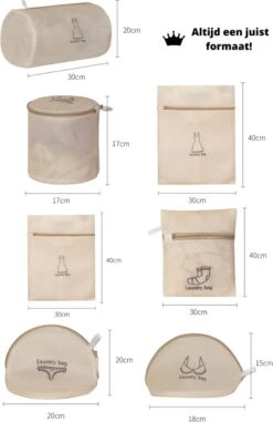 V&P Black Crown Waszakken Set Met Rits - Wasnet - Waszak - Waszakken Set Van 7 Voor Wasgoed - Waszakje Lingerie - Waszak Bh - Divers Delicaat Wasgoed - Wasnet Groot - Wasmachine Zakjes - Laundry Bag Set -Huishoud Verkoop 777x1200