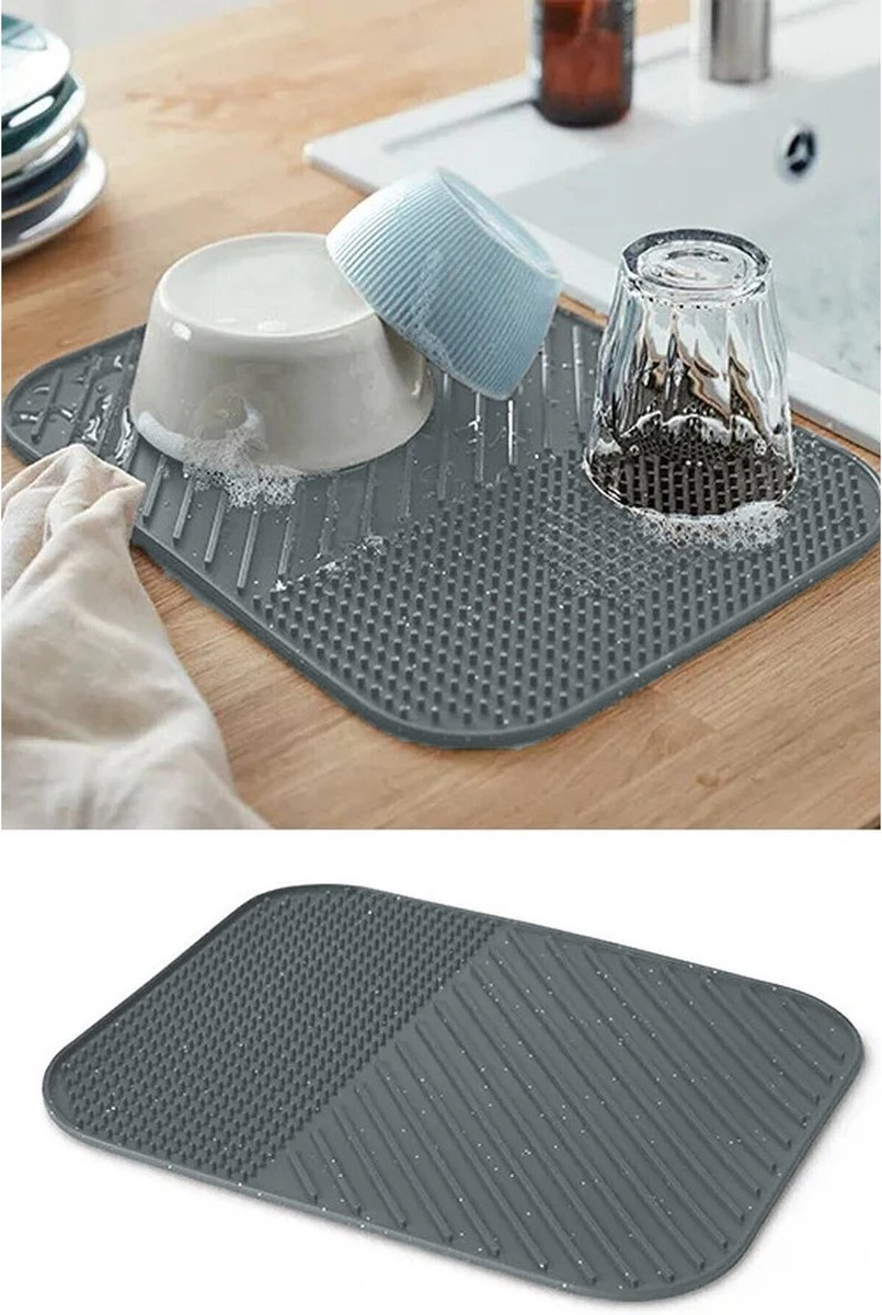 Alpina Afdruipmat - Droogmat - Siliconen - 26,5x34,5 Cm - Grijs 3 Alpina Afdruipmat - Droogmat - Siliconen - 26,5x34,5 Cm - Grijs