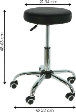 Alora Tabouret Op Wielen - Zadelkruk - Zwart - Kruk – Kapperskruk - Draaikruk - Werkkruk - Verstelbaar -Huishoud Verkoop 809x1200