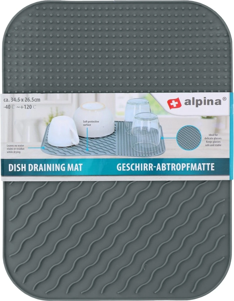 Alpina Afdruipmat - Droogmat - Siliconen - 26,5x34,5 Cm - Grijs 6 Alpina Afdruipmat - Droogmat - Siliconen - 26,5x34,5 Cm - Grijs - Afbeelding 4