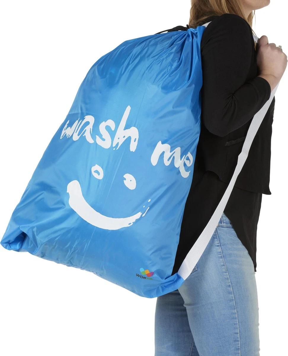 Wonair - Grote Waszak - 60x90cm - Hemelsblauw - Met Trekkoord En Draagband 11 Wonair - Grote Waszak - 60x90cm - Hemelsblauw - Met Trekkoord En Draagband - Afbeelding 9